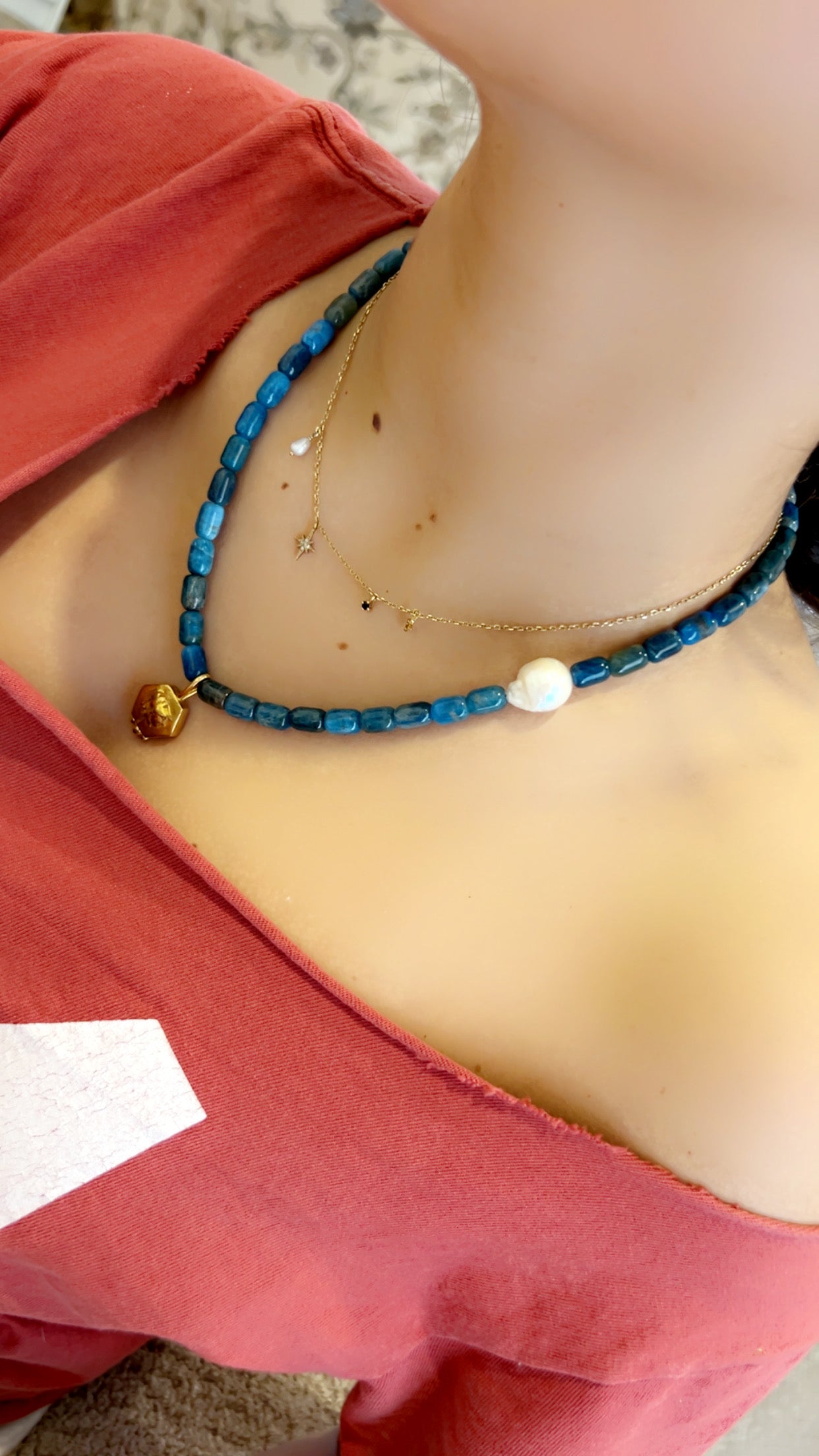 Apatite Pearl Necklace