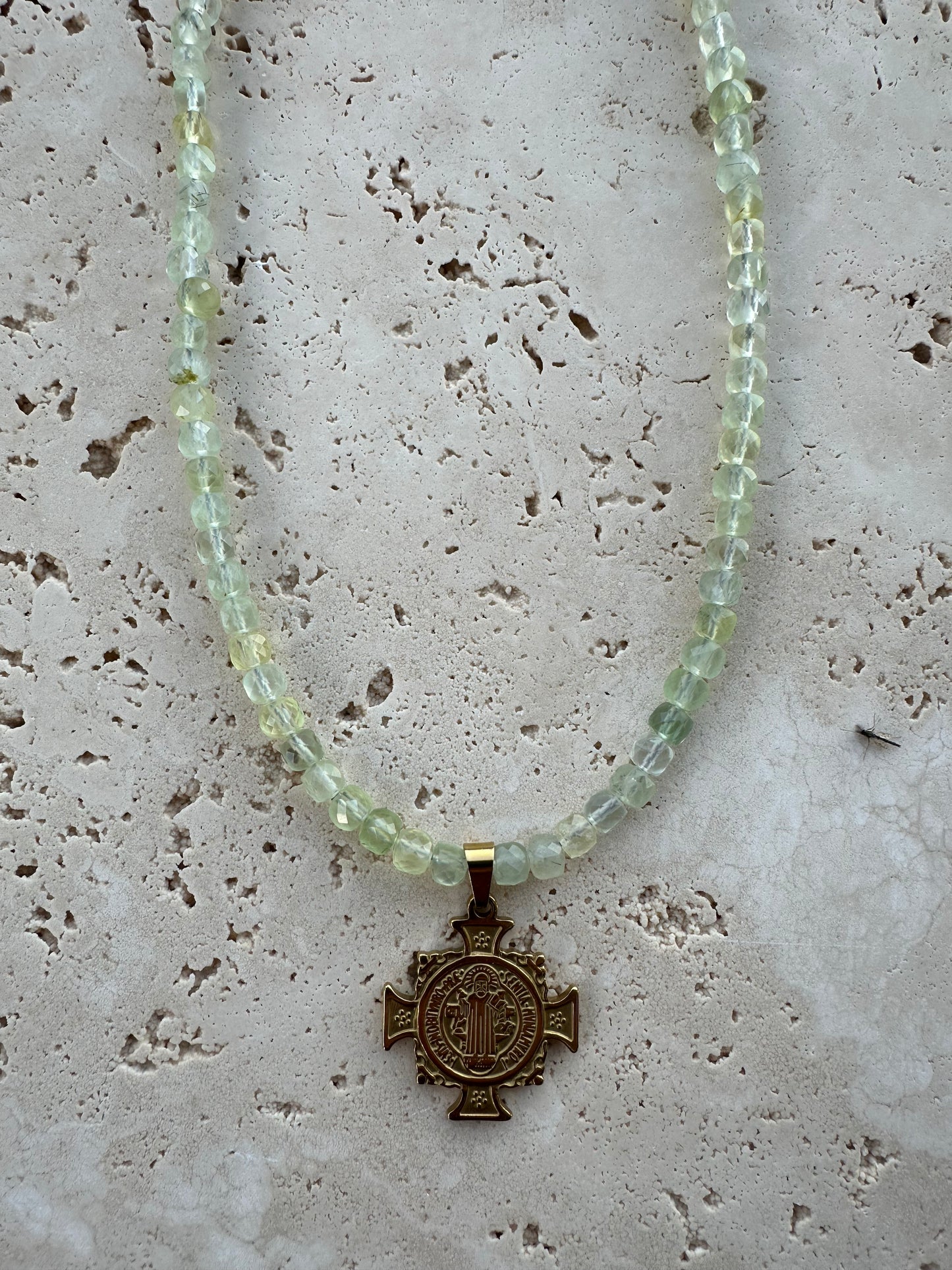 Prehnite Cross Necklace