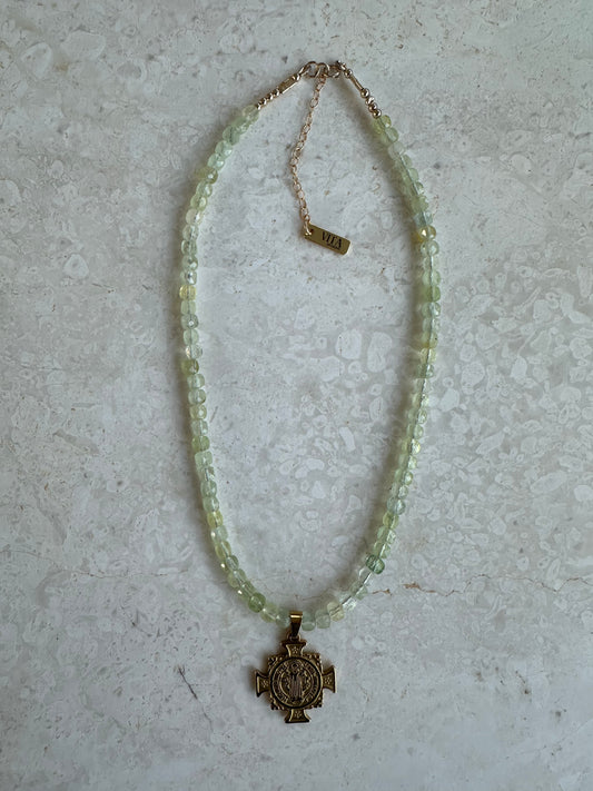 Prehnite Cross Necklace